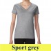 Gildan Premium Cotton GIL4100V, női V nyakú póló sport grey